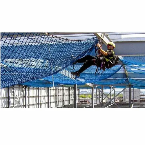 Industrial safety net installation in factory