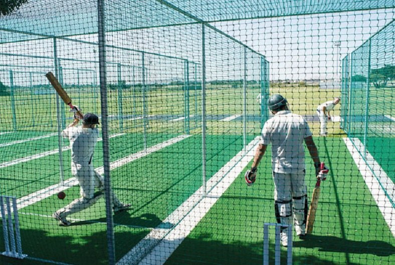 Sports net installation for cricket practice